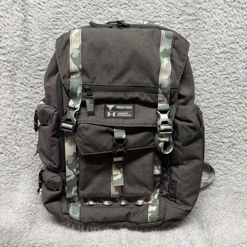 Under Armour UA Project Rock Regiment USDNA Gray Camo Backpack‎ 1315435-001